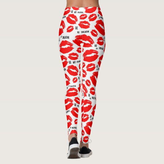 Wees mijn Valentijn Red Lip White Sexy Happy Valen Leggings (Achterkant)