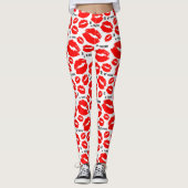 Wees mijn Valentijn Red Lip White Sexy Happy Valen Leggings (Voorkant)