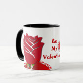 Wees mijn Valentijn Red Rose Romantic Floral Mok (Voorkant links)