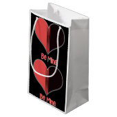 Wees mijn Valentijn Red Stripe Heart Klein Cadeauzakje (Achterkant Gekanteld)