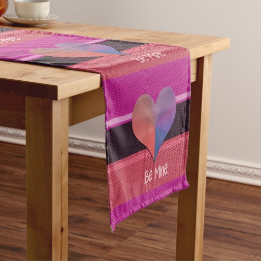 Wees mijn Valentijn reflecterend hart Korte Tafelloper (Voorbeeld)