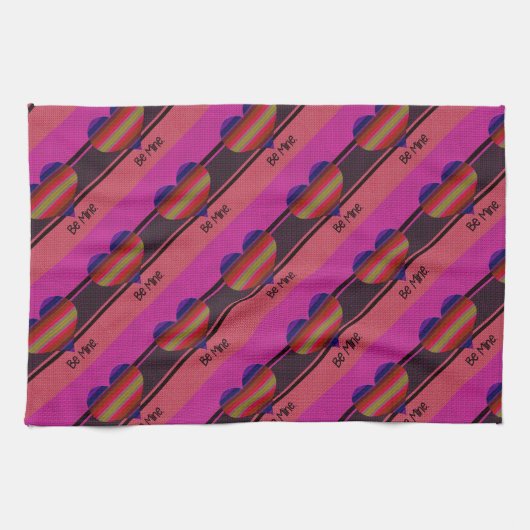 Wees mijn Valentijn regenbooghart Theedoek (Horizontaal)