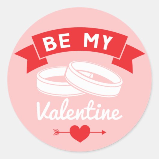 Wees mijn Valentijn Rings Ronde Sticker (Voorkant)