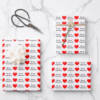 Wees mijn Valentijn Rode Hart Liefde Inpakpapier Vel