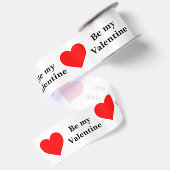 Wees mijn Valentijn Rode Hart Liefde Satijnen Lint (Achterkant)