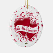 Wees mijn Valentijn! Rode harten Keramisch Ornament (Rechts)