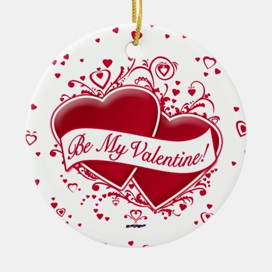 Wees mijn Valentijn! Rode harten Keramisch Ornament (Voorkant)