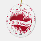 Wees mijn Valentijn! Rode harten Keramisch Ornament (Links)