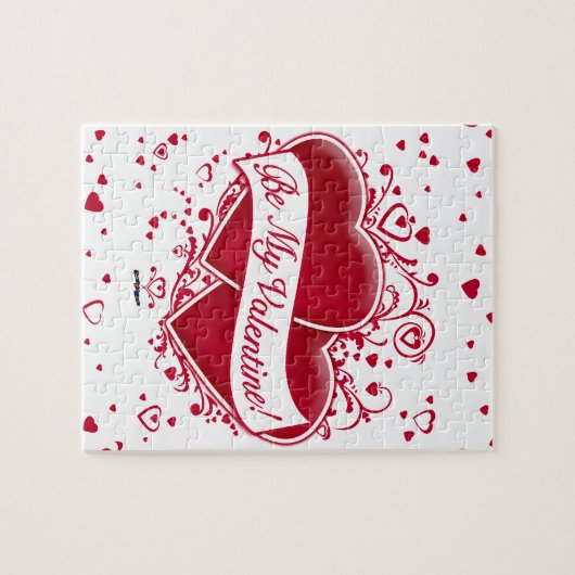 Wees mijn Valentijn! Rode harten Legpuzzel (Horizontaal)