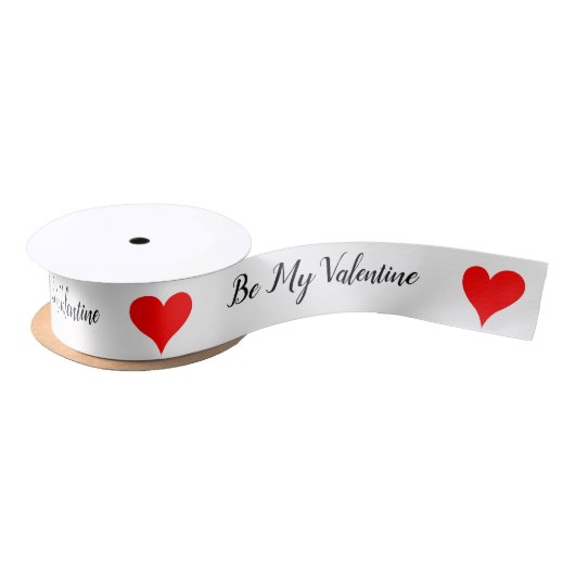 Wees mijn Valentijn Rode Harten Satijnen Lint (Spoel)