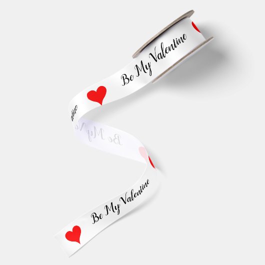 Wees mijn Valentijn Rode Harten Satijnen Lint (Achterkant)
