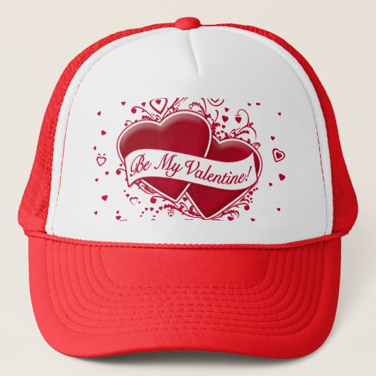 Wees mijn Valentijn! Rode harten Trucker Pet (Voorkant)