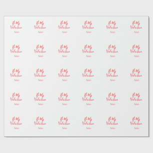 Wees mijn Valentijn rode naam elegante liefdeskopp Cadeaupapier