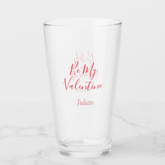 Wees mijn valentijn rode naam elegante liefdeskopp glas (Voorkant)