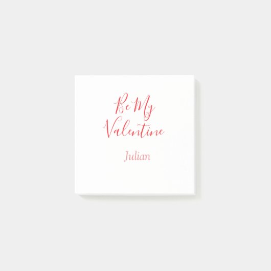 Wees mijn valentijn rode naam elegante liefdeskopp post-it® notes (Voorkant)