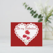 Wees mijn Valentijn rode papaverblaasje Briefkaart (Staand voorkant)