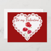 Wees mijn Valentijn rode papaverblaasje Briefkaart (Voorkant / Achterkant)