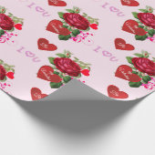 Wees Mijn Valentijn Rode Rozen Vakantie  Cadeaupapier (Hoek)