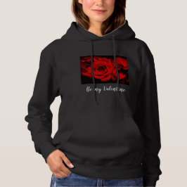 Wees mijn Valentijn rode rozenpatroon op zwarte hu Hoodie