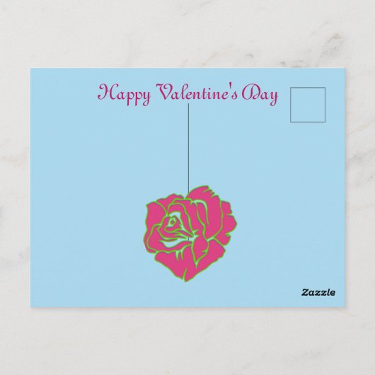Wees mijn Valentijn Romantisch Roos die hartblauw  Briefkaart (Achterkant)