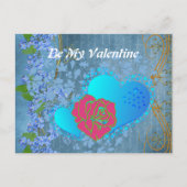 Wees mijn Valentijn Romantisch Roos die hartblauw  Briefkaart (Voorkant)