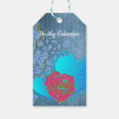 Wees mijn Valentijn Romantisch Roos die hartblauw  Cadeaulabel (Voorkant)