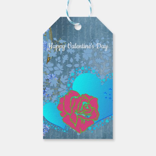 Wees mijn Valentijn Romantisch Roos die hartblauw  Cadeaulabel (Achterkant)