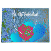 Wees mijn Valentijn Romantisch Roos die hartblauw Groot Cadeauzakje (Voorkant)