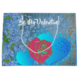 Wees mijn Valentijn Romantisch Roos die hartblauw  Groot Cadeauzakje