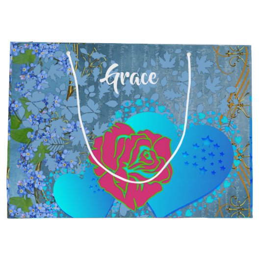 Wees mijn Valentijn Romantisch Roos die hartblauw  Groot Cadeauzakje (Achterkant)