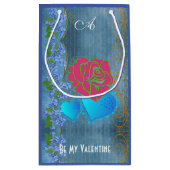 Wees mijn Valentijn Romantisch Roos die hartblauw  Klein Cadeauzakje (Achterkant)