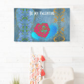 Wees mijn Valentijn Romantisch Roos die hartblauw  Spandoek (Insitu)