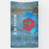 Wees mijn Valentijn Romantisch Roos die hartblauw  Spandoek (Verticaal)