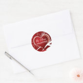 Wees mijn Valentijn rood hart en witte wervelingen Ronde Sticker (Envelop)