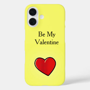 Wees mijn valentijn rood hart op geel iPhone 16 hoesje