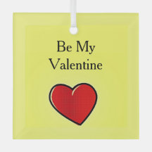 Wees mijn valentijn rood hart op geel