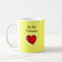 Wees mijn valentijn rood hart op geel