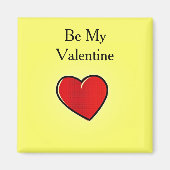 Wees mijn valentijn rood hart op geel magneet (Voorkant)