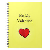 Wees mijn valentijn rood hart op geel notitieboek (Voorkant)