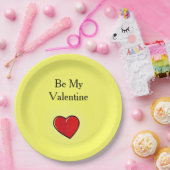 Wees mijn valentijn rood hart op geel papieren bordje (Feest)