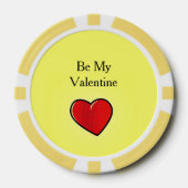 Wees mijn valentijn rood hart op geel poker chips (Voorkant)