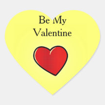 Wees mijn valentijn rood hart op geel