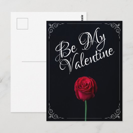 Wees mijn Valentijn - Rood roodrood donker Briefkaart (Voorkant / Achterkant)