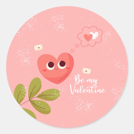 Wees mijn Valentijn roze hart Ronde Sticker (Voorkant)