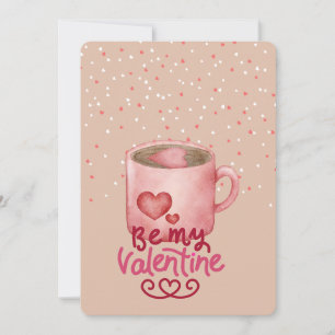 Wees mijn Valentijn Roze koffiemok Hart Kunst Feestdagenkaart