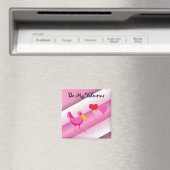 Wees mijn Valentijn Roze Ooievaar Magneet (Insitu (Vaatwasser))