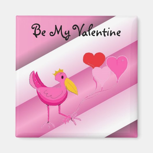 Wees mijn Valentijn Roze Ooievaar Magneet (Voorkant)