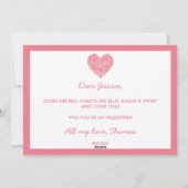 Wees mijn Valentijn, roze Valentijnsdag Kaart (Achterkant)