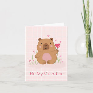 Wees mijn Valentijn Schattige Capybara Valentijnsd Kaart