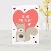 Wees mijn Valentijn schattige cartoon eekhoorn roz Kaart (Gele Bloem)